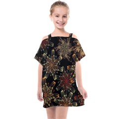 Patterns Abstract Flowers Kids  One Piece Chiffon Dress