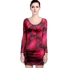 Heart Abstract Shape Pink Light Long Sleeve Bodycon Dress