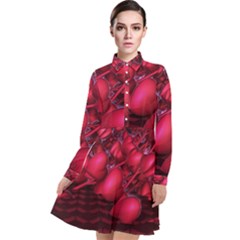 Heart Abstract Shape Pink Light Long Sleeve Chiffon Shirt Dress by Vaneshart