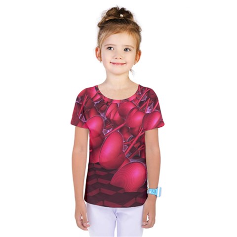 Heart Abstract Shape Pink Light Kids  One Piece Tee by Vaneshart