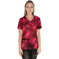 Heart Abstract Shape Pink Light Women s V-neck Scrub Top by Vaneshart