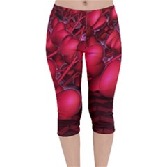 Heart Abstract Shape Pink Light Velvet Capri Leggings 