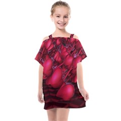 Heart Abstract Shape Pink Light Kids  One Piece Chiffon Dress