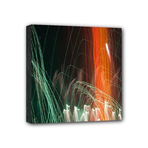 Fireworks Salute Sparks Abstract Lines Mini Canvas 4  X 4  (stretched) by Vaneshart