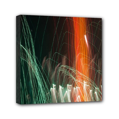 Fireworks Salute Sparks Abstract Lines Mini Canvas 6  X 6  (stretched) by Vaneshart