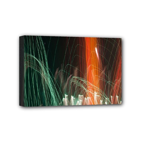 Fireworks Salute Sparks Abstract Lines Mini Canvas 6  X 4  (stretched) by Vaneshart