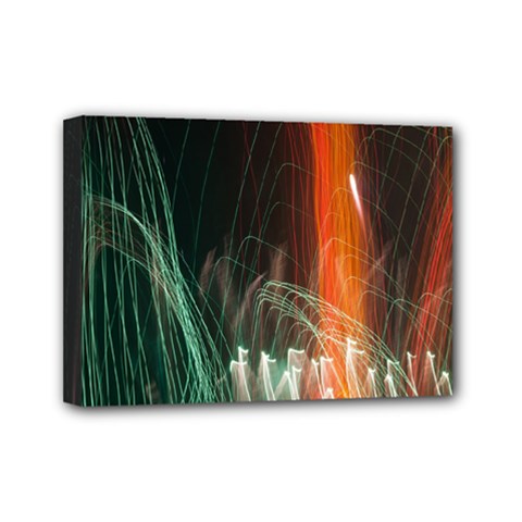 Fireworks Salute Sparks Abstract Lines Mini Canvas 7  X 5  (stretched) by Vaneshart