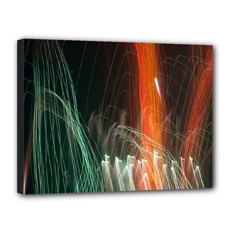 Fireworks Salute Sparks Abstract Lines Canvas 16  X 12  (stretched) by Vaneshart