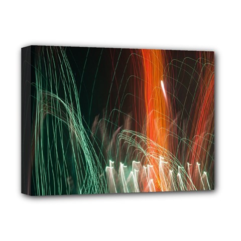 Fireworks Salute Sparks Abstract Lines Deluxe Canvas 16  X 12  (stretched)  by Vaneshart