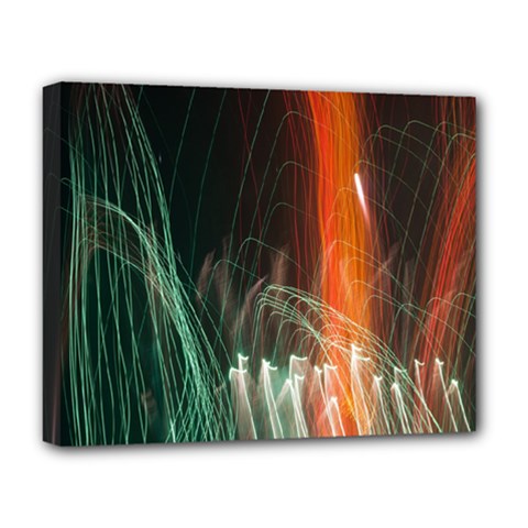 Fireworks Salute Sparks Abstract Lines Deluxe Canvas 20  X 16  (stretched) by Vaneshart