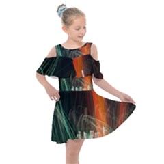 Fireworks Salute Sparks Abstract Lines Kids  Shoulder Cutout Chiffon Dress by Vaneshart