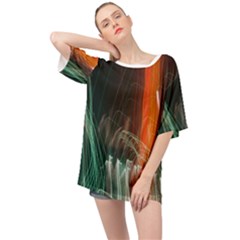 Fireworks Salute Sparks Abstract Lines Oversized Chiffon Top