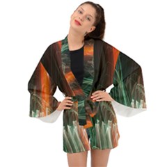 Fireworks Salute Sparks Abstract Lines Long Sleeve Kimono