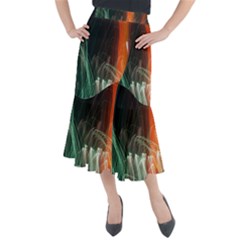 Fireworks Salute Sparks Abstract Lines Midi Mermaid Skirt