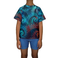 Abstract Patterns Spiral Kids  Short Sleeve Swimwear by Vaneshart