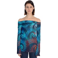 Abstract Patterns Spiral Off Shoulder Long Sleeve Top by Vaneshart