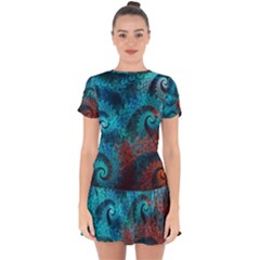 Abstract Patterns Spiral Drop Hem Mini Chiffon Dress by Vaneshart