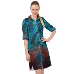 Abstract Patterns Spiral Long Sleeve Mini Shirt Dress