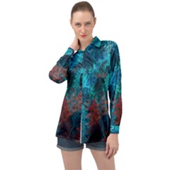 Abstract Patterns Spiral Long Sleeve Satin Shirt