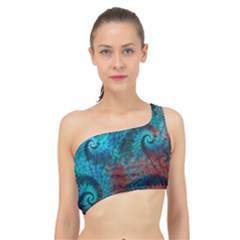 Abstract Patterns Spiral Spliced Up Bikini Top 