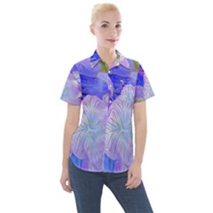 Flowers Abstract Colorful Art Women s Short Sleeve Pocket Shirt