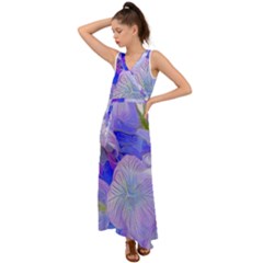 Flowers Abstract Colorful Art V-neck Chiffon Maxi Dress