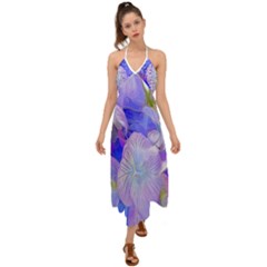 Flowers Abstract Colorful Art Halter Tie Back Dress 