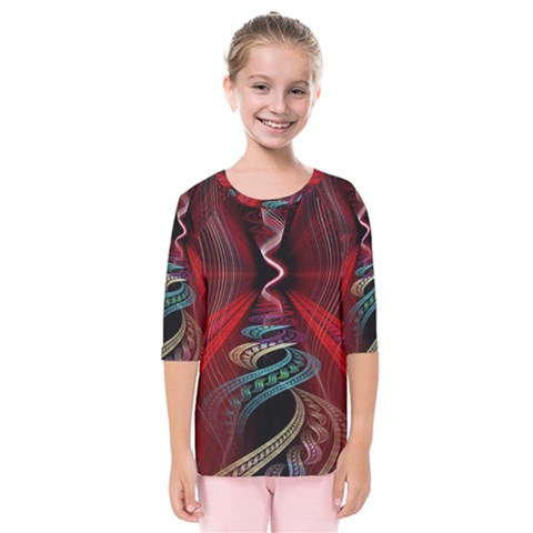 Patterns Red Abstract Kids  Quarter Sleeve Raglan Tee by Vaneshart