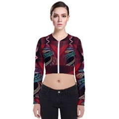 Patterns Red Abstract Long Sleeve Zip Up Bomber Jacket by Vaneshart