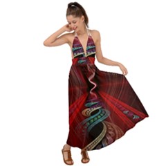 Patterns Red Abstract Backless Maxi Beach Dress