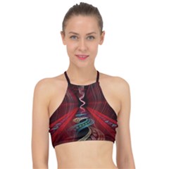 Patterns Red Abstract Racer Front Bikini Top