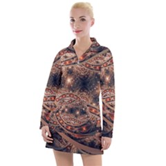 Fractal Patterns Abstract Dark Women s Long Sleeve Casual Dress by Vaneshart