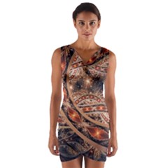 Fractal Patterns Abstract Dark Wrap Front Bodycon Dress by Vaneshart