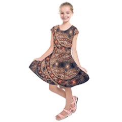 Fractal Patterns Abstract Dark Kids  Short Sleeve Dress by Vaneshart