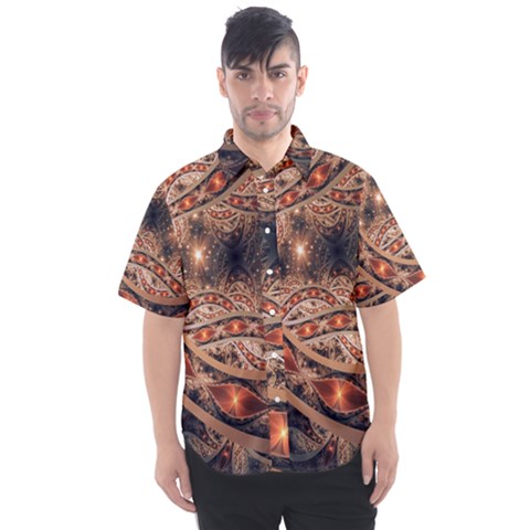 Fractal Patterns Abstract Dark Men s Short Sleeve Shirt by Vaneshart