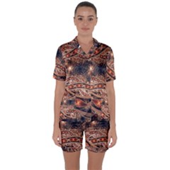 Fractal Patterns Abstract Dark Satin Short Sleeve Pyjamas Set by Vaneshart