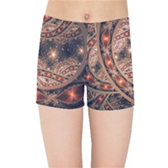 Fractal Patterns Abstract Dark Kids  Sports Shorts by Vaneshart