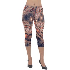 Fractal Patterns Abstract Dark Lightweight Velour Capri Leggings  by Vaneshart