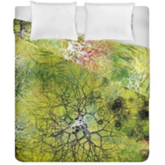 Abstract Spots Lines Green Duvet Cover Double Side (california King Size) by Vaneshart