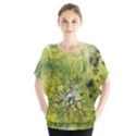 Abstract Spots Lines Green Batwing Chiffon Blouse View1