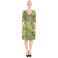 Abstract Spots Lines Green Wrap Up Cocktail Dress by Vaneshart