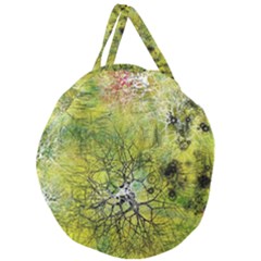 Abstract Spots Lines Green Giant Round Zipper Tote by Vaneshart