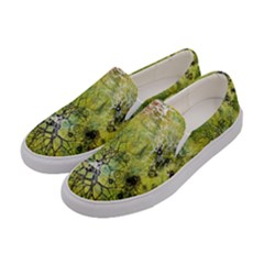 Abstract Spots Lines Green Women s Canvas Slip Ons by Vaneshart