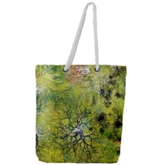 Abstract Spots Lines Green Full Print Rope Handle Tote (large) by Vaneshart