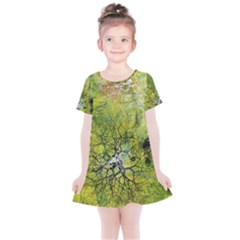 Abstract Spots Lines Green Kids  Simple Cotton Dress by Vaneshart