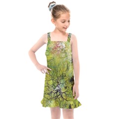 Abstract Spots Lines Green Kids  Overall Dress by Vaneshart