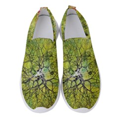 Abstract Spots Lines Green Women s Slip On Sneakers by Vaneshart