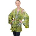 Abstract Spots Lines Green Long Sleeve Velvet Kimono  View1