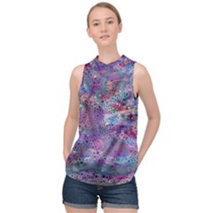 Stains Circles Watercolor Colorful Abstract High Neck Satin Top by Vaneshart