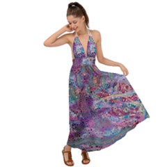 Stains Circles Watercolor Colorful Abstract Backless Maxi Beach Dress